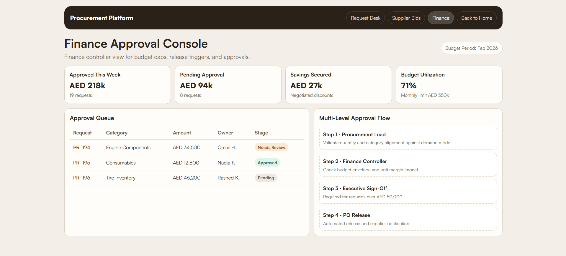 ProcurePilot Approvals Engine